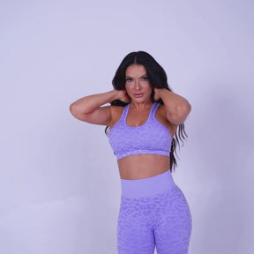 Top Fitness Feminino Lilás Camuflado com Detalhes - FITXY954L
